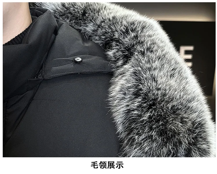 Autumn Winter Main Push Mid Length Solid Color Hooded Cotton Coat For Men Plus Size Korean Style Thick Warm Unisex Youth Trendy