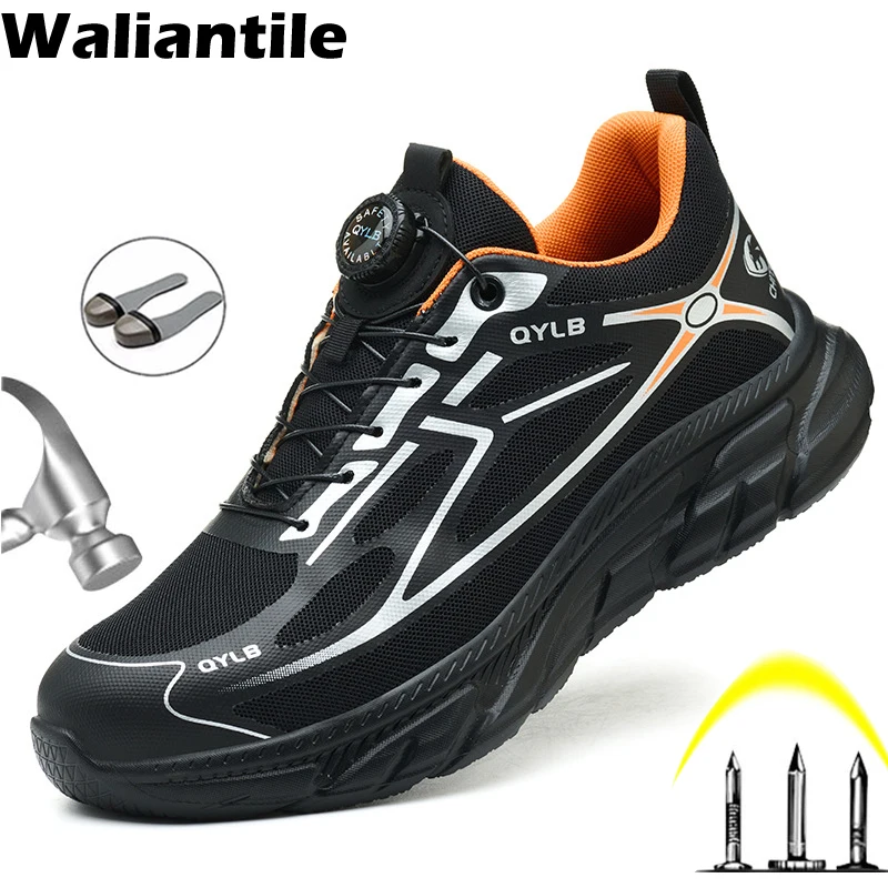 

Waliantile Lightweight New Men Safety Shoes For Puncture Proof Indestructible Working Boots Steel Toe Anti-smash Safety Sneakers