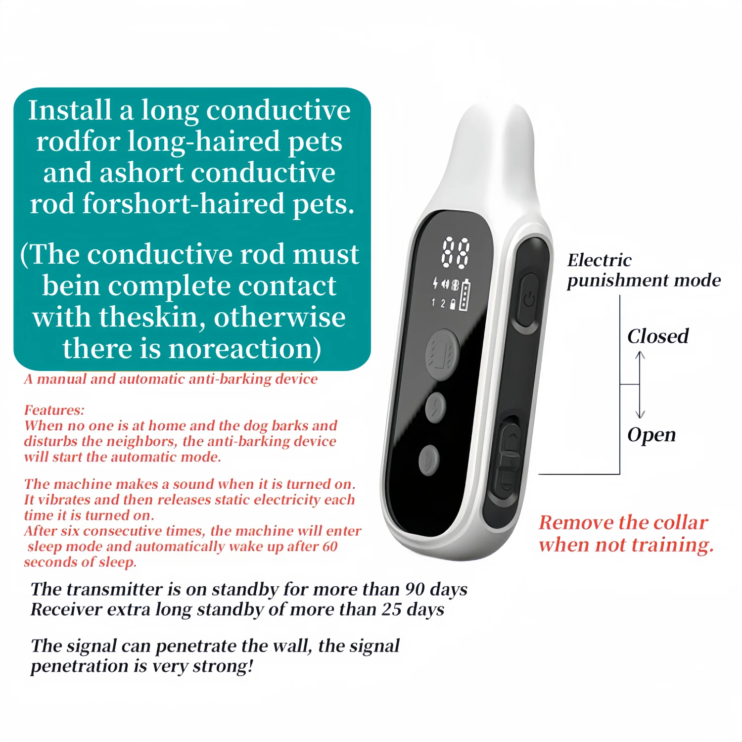 YHLC طوق تدريب الكلاب الكهربائية انفصال النباح قابلة للشحن مكافحة نباح صدمة الاهتزاز طوق لجميع الكلاب الحيوانات الأليفة
