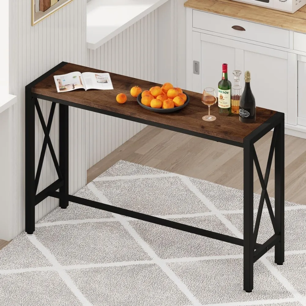 

Bar Table, 55" Counter Height Table, Narrow Tall Behind Couch Sofa Table, High Top Wood Long Pub Console Tables