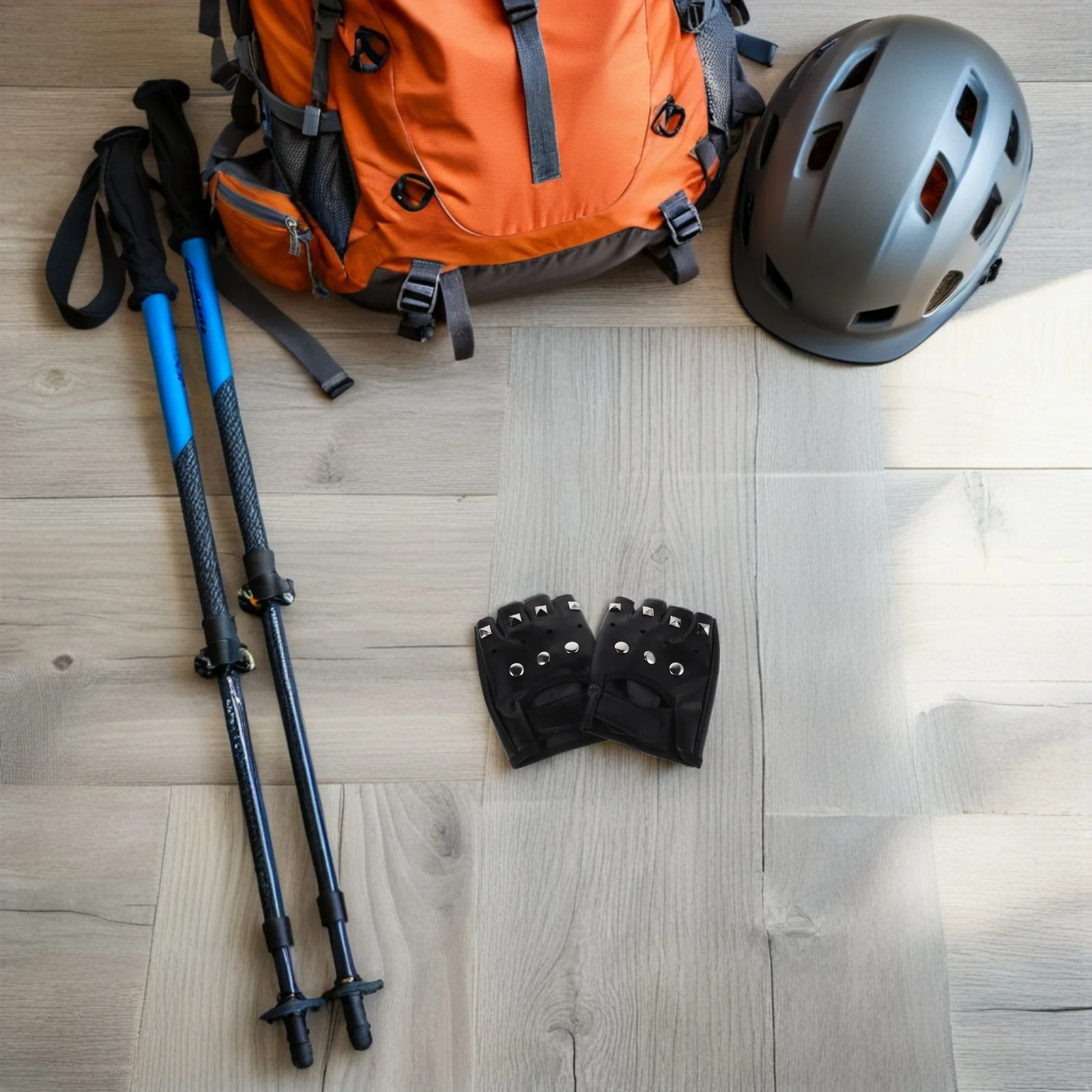 

Пара перчаток в стиле панк для мужчин, без пальцев, для мотоцикла, из полиуретана, для активного отдыха, езды на велосипеде, танцев, фестивалей