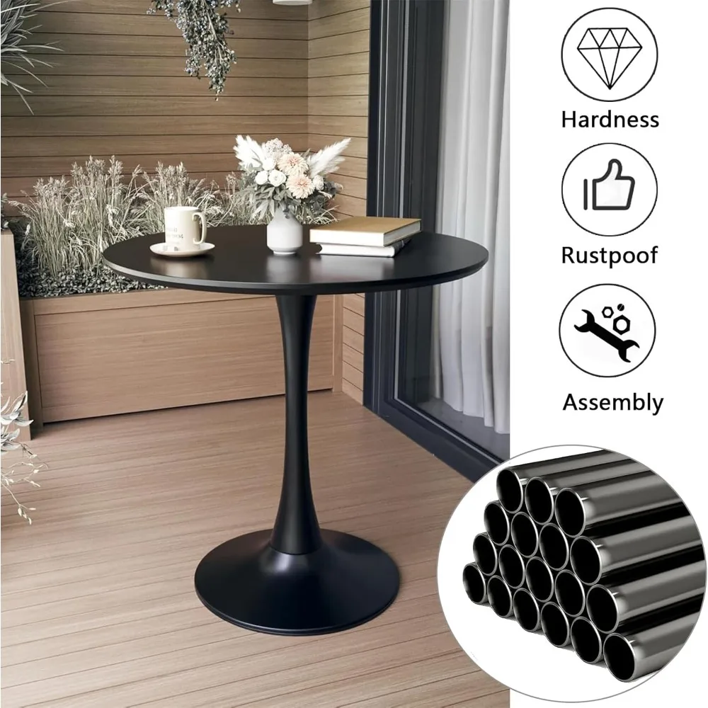 طاولة طعام عصرية بقاعدة سوداء مستديرة 31.5 من منتصف القرن، مناسبة لعدد 1-4 أشخاص #4