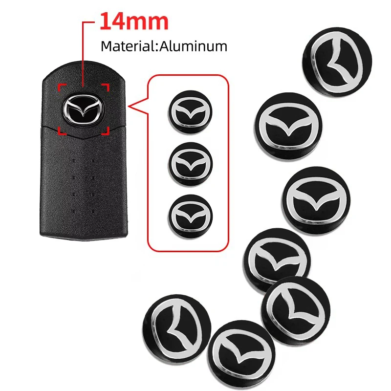 10 pçs 14mm adesivo chave do carro logotipo 3d metal auto chave adesivos emblema para mazda 3 6 2 5 CX-5 CX-30 CX-50 CX-90 CX-8 BT-50 CX-80 MX-5