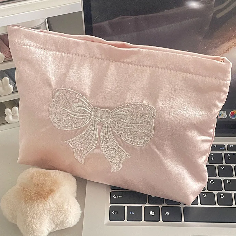 

Pink Cute Pearl Zipper Makeup Bag Travel Women Lipsticks Toiletry Storage Pouch Handbag Luxury Ladies Make Up Organizer Bag