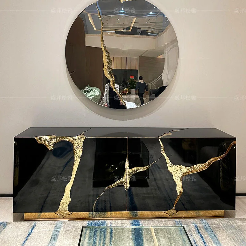 Italian Dining Side Cabinet Light Luxury High-end Creative Modern Design Locker Living Room Decorative Door Cabinet Entrance Doo
