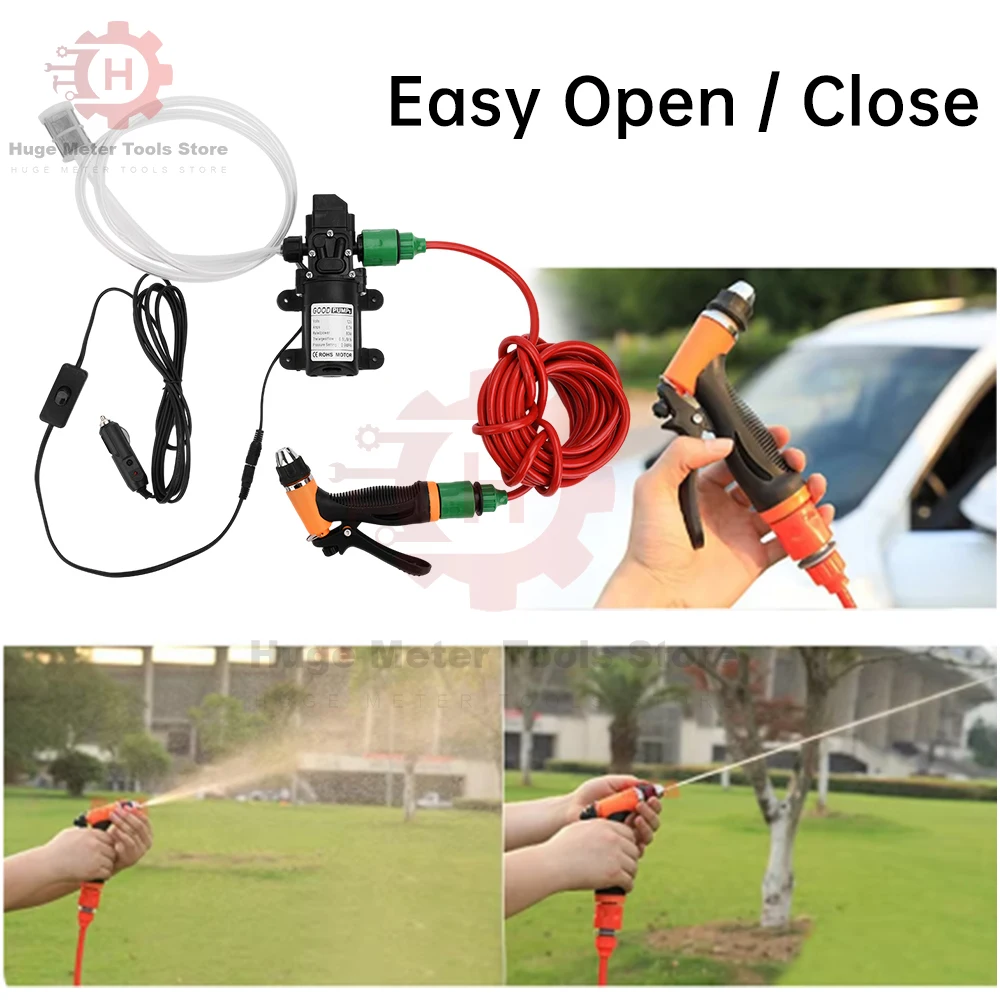 DC 12V Car Water Gun Cleaning Gun Pump 80W High Pressure Car Washing Care Portable Electric Cleaning Car Equipment Water Gun Set