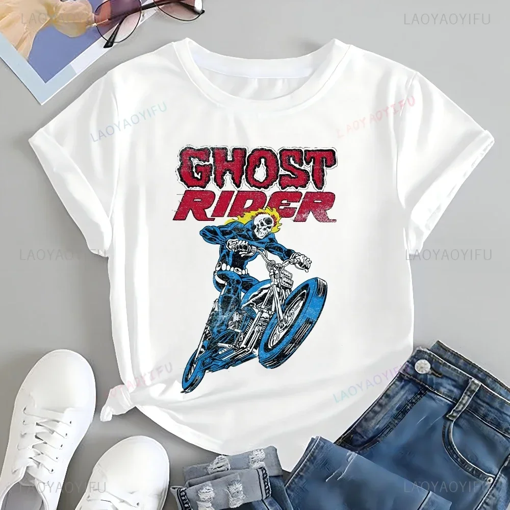 Streetwear Retro Ghost Rider T-shirt, 90s Style, Comic Book T-shirt, Loose Short Sleeve T-shirt for Both Men and Women