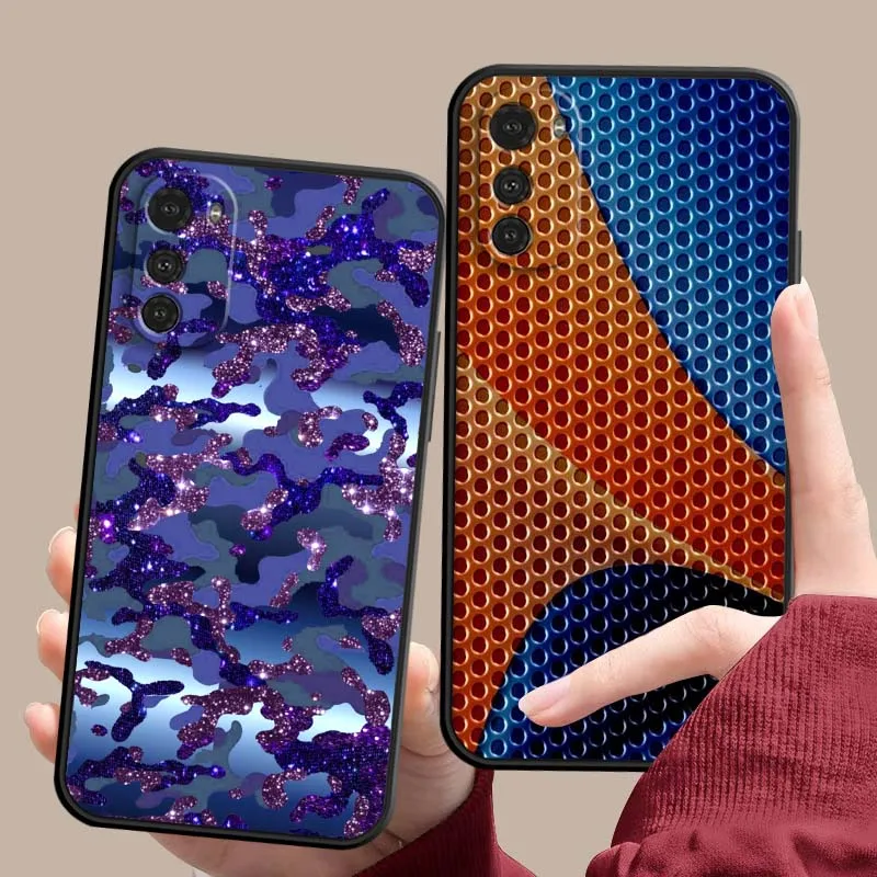 تصميم نمط التمويه لموتورولا G85 Edge 50 G24 G35 G14 G04 40 G72 G34 G G54 G13 G32 5G غطاء هاتف أسود