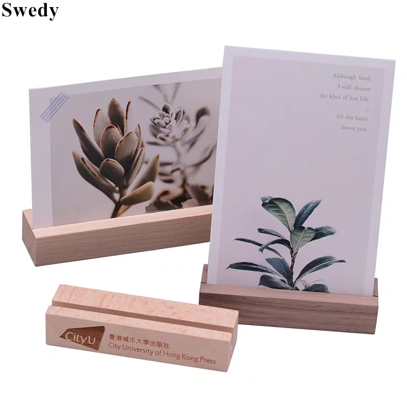 10 PCS Wooden Menu Sign Holders Stand Acrylic Panel Holder Business Note Card Holder Table Number Name Place Card Holder Stand