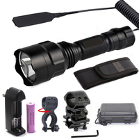 Hunting light C8 Tactical flashlight T6 Q5 L2 led torch+18650 battery /Charger +Pressure Switch+ Mount +Rifle Gun Light Lam