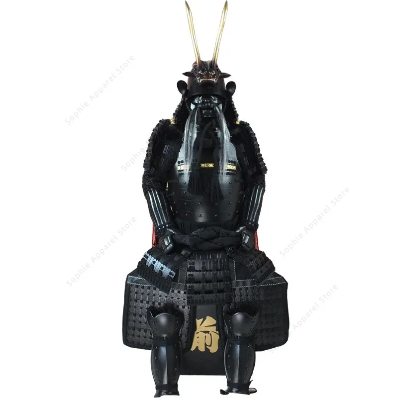 

Japanese Samurai Armor Ancient Warring States Wearable Ghost Head Black Warrior Armour Helmet