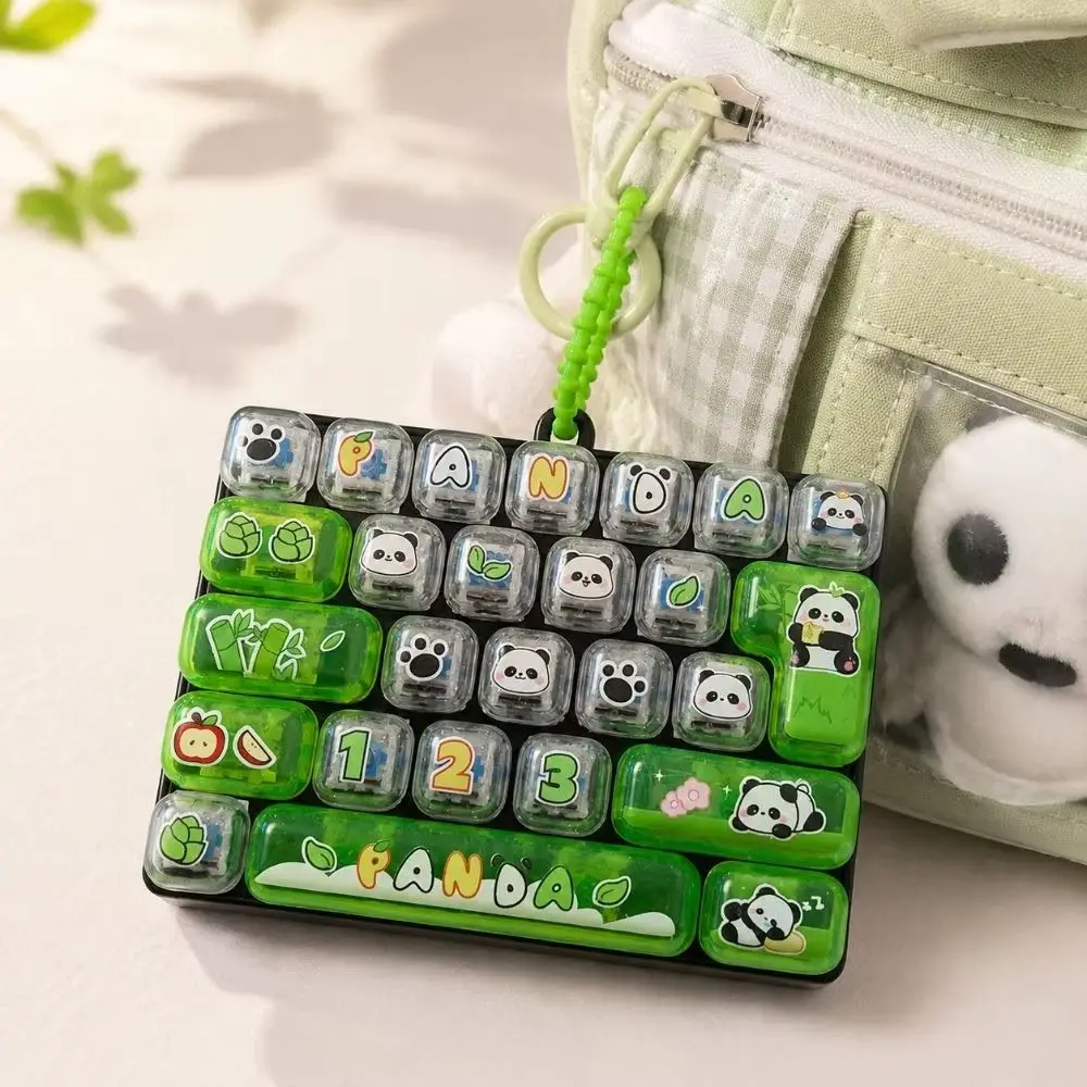 26-Key Decompression Button Panda Print Transparent Dual-Tone Mini Keyboard Pendant Simulation Keyboard Cute Design