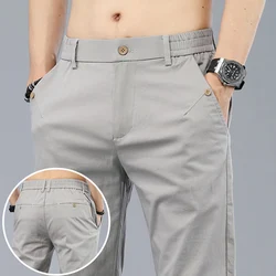 2024 New Men's Classic Korean Solid Color Summer 3 Colors  Casual Pants Business Fashion Stretch Cotton Slim Brand Trousers Male