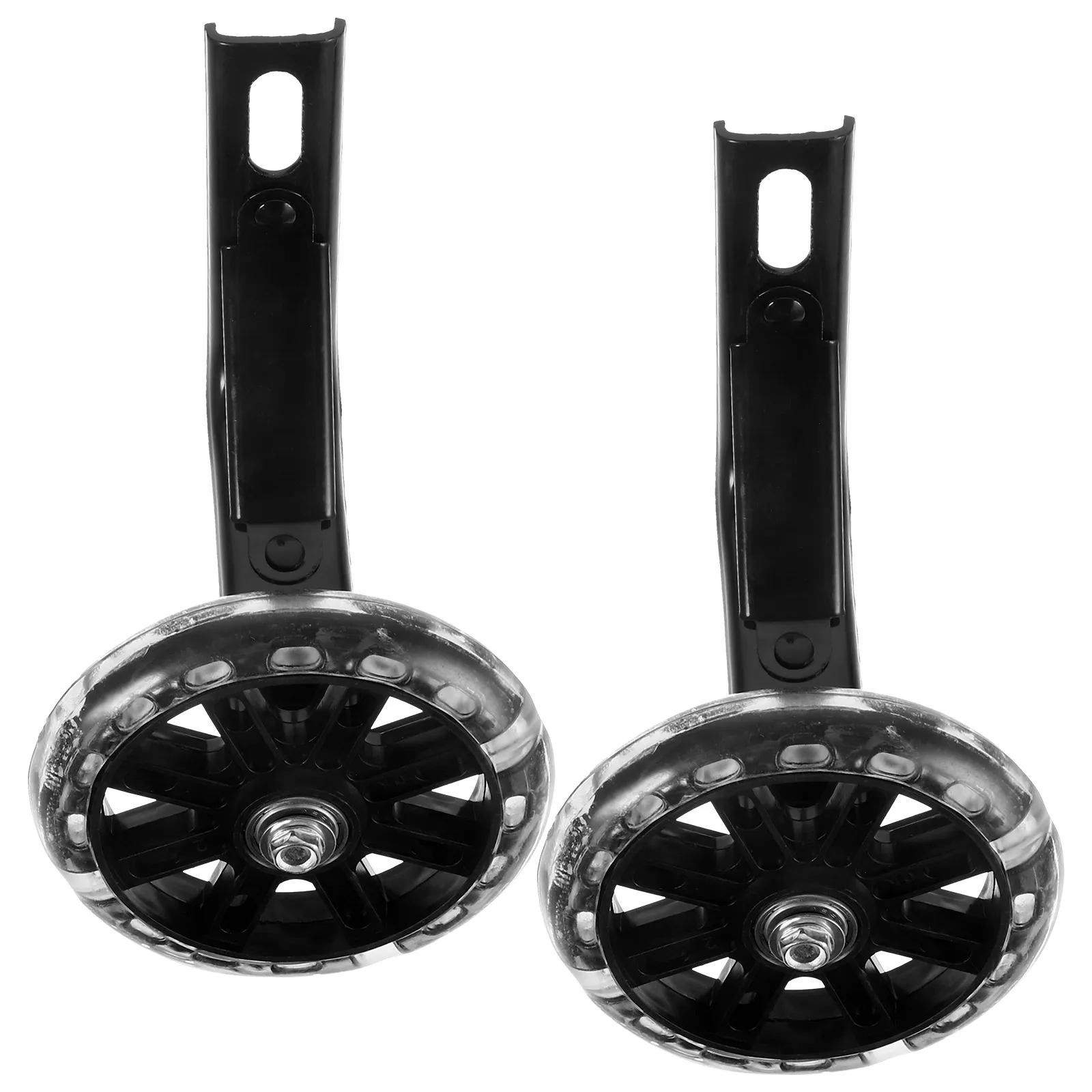 

1 set Auxiliary Wheels Kids Bike Training Balance Flashing Light Mute Heavy Duty Adjustable Safety Black Brackets