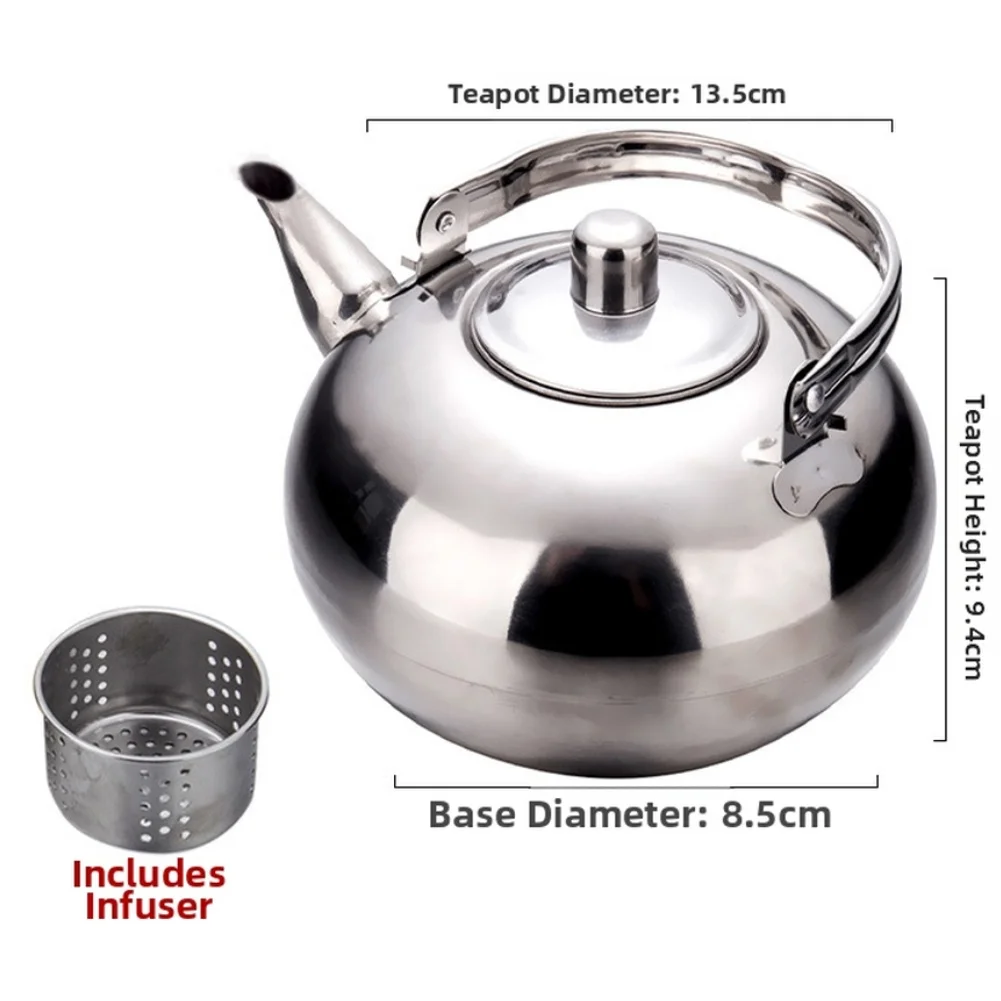 Théière en acier inoxydable avec distribution de poids équilibrée et infuseur fixe pour un versement stable - S'adapte aux besoins de 1L, 1,5L et 2L
