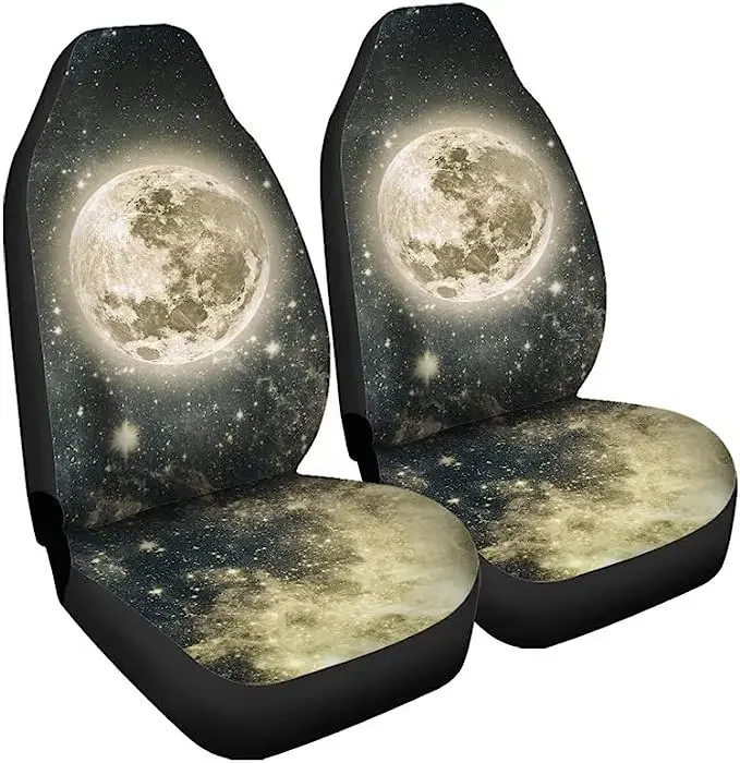 Housses de siège de voiture Yellow Moon Space, housses de coussin, accessoires automobiles, sièges avant, adaptés pour camion, c