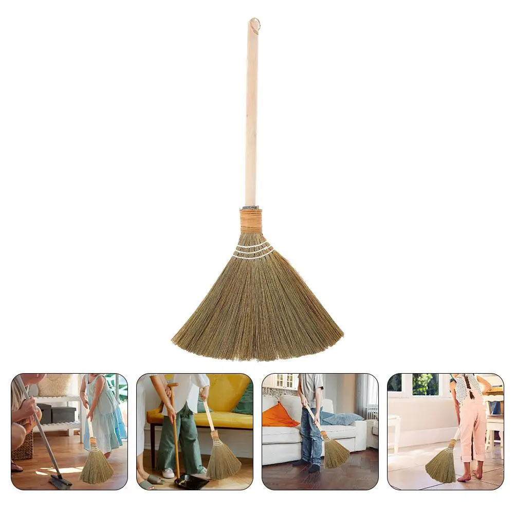 مكنسة خفق الذرة الطبيعية المصنوعة يدويًا، شعيرات ناعمة قابلة للفصل، أداة تنظيف أرضية المطبخ في غرفة المعيشة، أداة فيتنامية