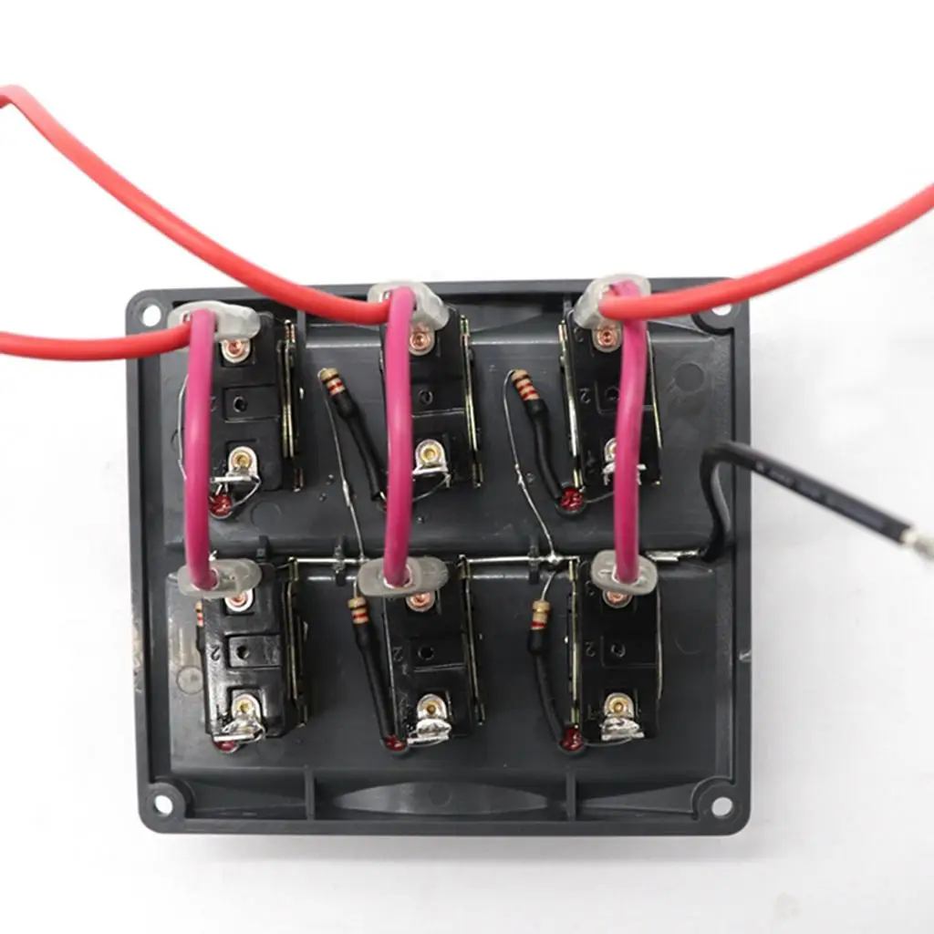 Waterproof 6 Gang LED Rocker Switch Panel Compact Design Electric Switch for Marine 12V Lighting