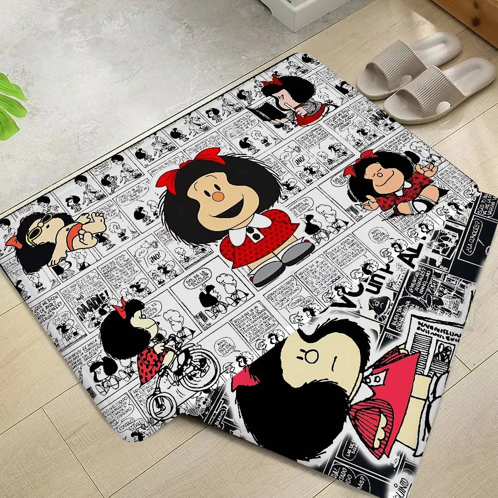 M-Mafalda Girl Floor Mat INS Style Soft Bedroom Floor House Laundry Room Mat Anti-skid Household Carpets