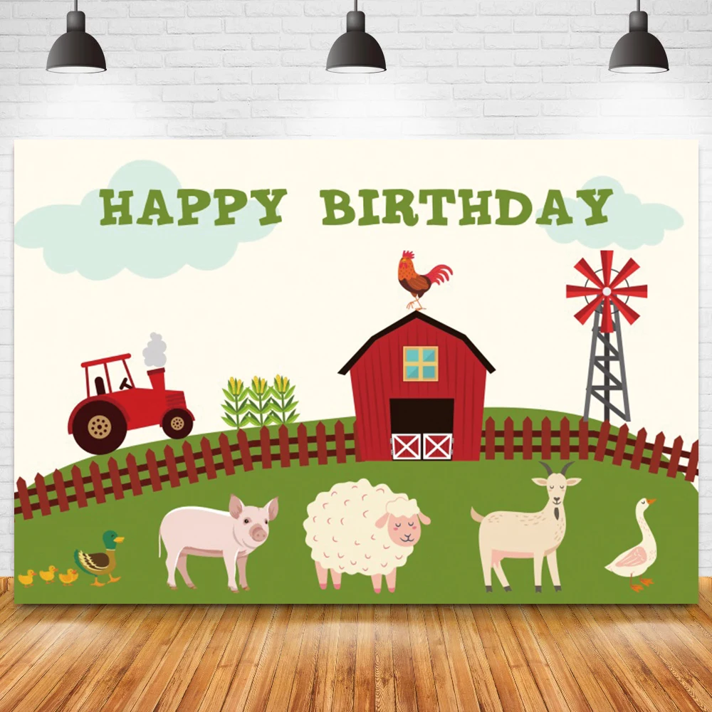 Cartoon Farm Baby Shower Backdrops Photo Photography Field Windmill Party Background Decoration Poster Photocall Studio Props