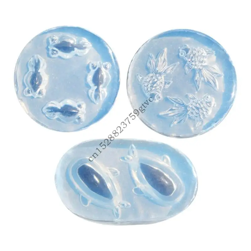 

D0UF Set of 3 Silicone Molds for Resin Jewelry Gold Fish and Whale Shapes Mold Sea Creatures Handmade Soap Molds