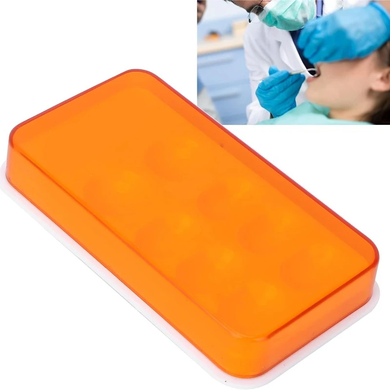 Caixa de sombreamento dental com 8 buracos, paleta dentária com tampa, caixa de folheado dental, capa de mistura de resina, organizador de sombreamento, ferramenta, equipamento de laboratório