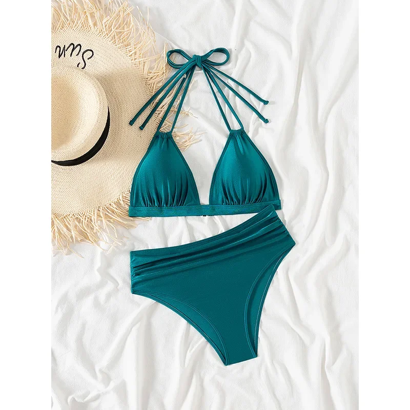 그린 하이웨이스트 비키니 2025 브라질리언 비키니 뱃살보정 수영복 여성 하이컷 수영복 여성 여름 비치웨어