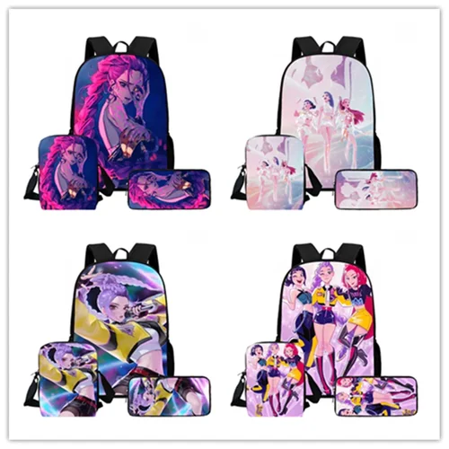 Mochila escolar infantil de dibujos animados KPop Demon Hunters con bolso de hombro, bolsa de lápices para guardería, bolsas ligeras para niños
