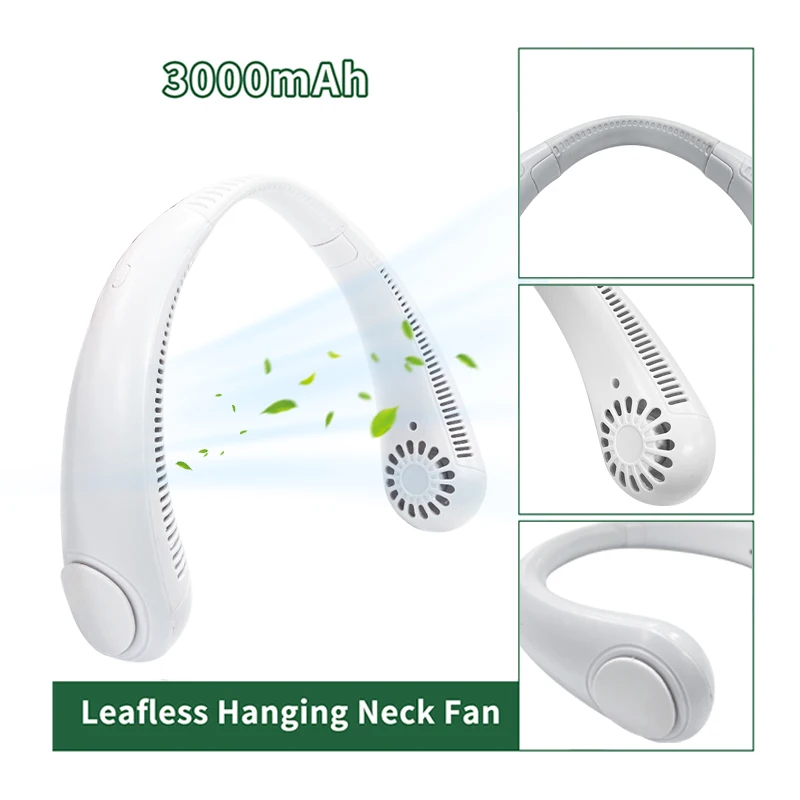 Portable Neck Bladeless air Conditioning Rechargeable Personal Fan Mini Hands Free Cooling Neck Fan for Outdoor