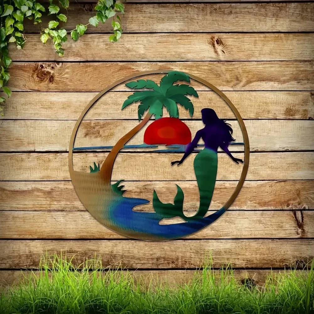 CIFBUY Metal Wall Art Flamingo Palm Tree Iron Sculpture Hanging Decor For Indoor Outdoor Perfect Gift For Animal Lovers
