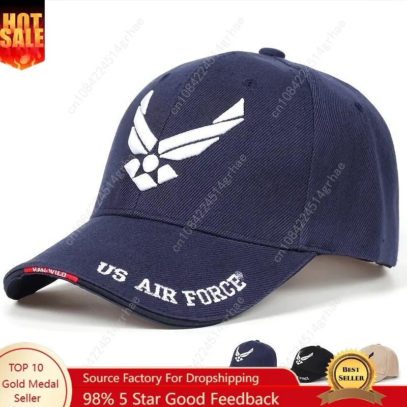 

US Air Force V-Mark Embroidery Baseball Caps Spring and Autumn Outdoor Adjustable Casual Hats Sunscreen Hat
