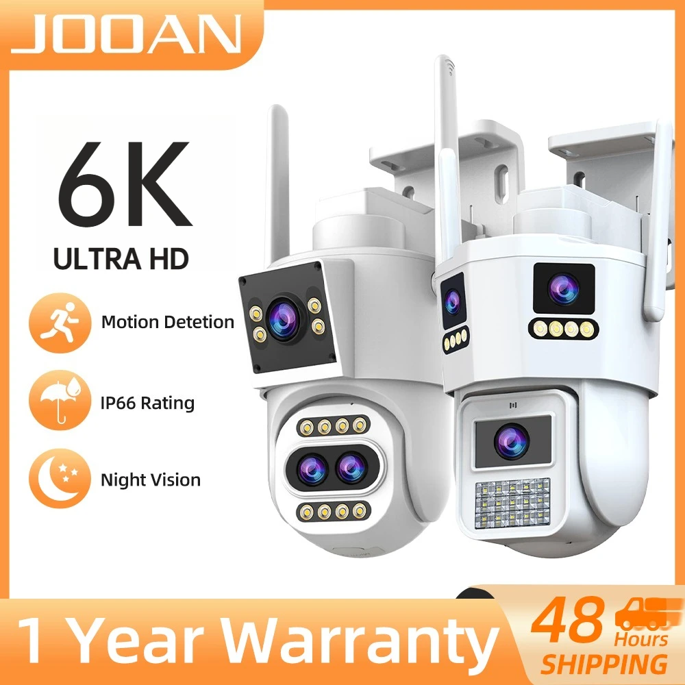 Caméra Wifi PTZ extérieure JOOAN 6K 5K à trois objectifs, suivi automatique, vision nocturne, surveillance vidéo CCTV