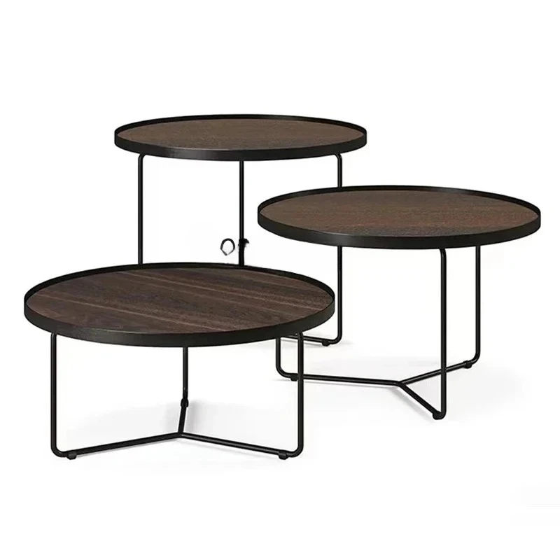 

A15 Italian Tea Table Living Room Home Small Apartment Walnut Color Small round Side Table Solid Wood Side Table