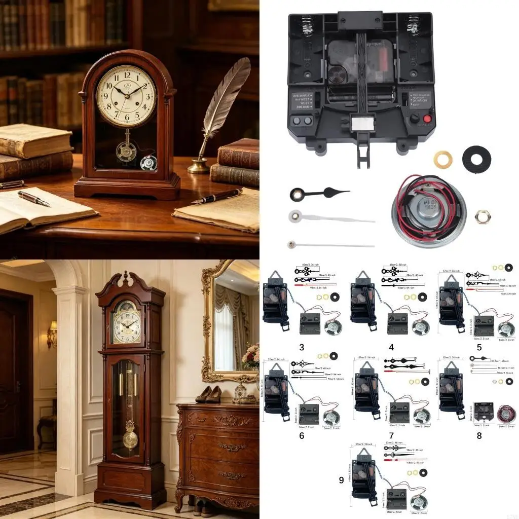 37ME Quartzs Pendulum Clock Movement with Chimes Music Box Kits for DIY Repair Project