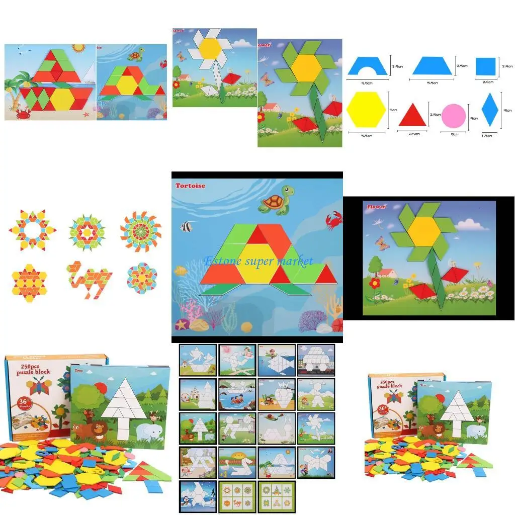 090B Tangram IQ Zabawka edukacyjna Prezent Łamigłówki Magnetyczne bloki ze wzorem