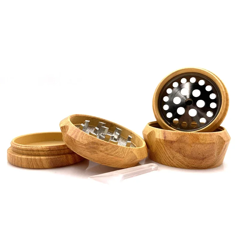 Resin-Wooden 4 Layers Herb Grinder Metal Machine 40mm Smoke Crusher Hand Muller Pollinator Smoking Tools