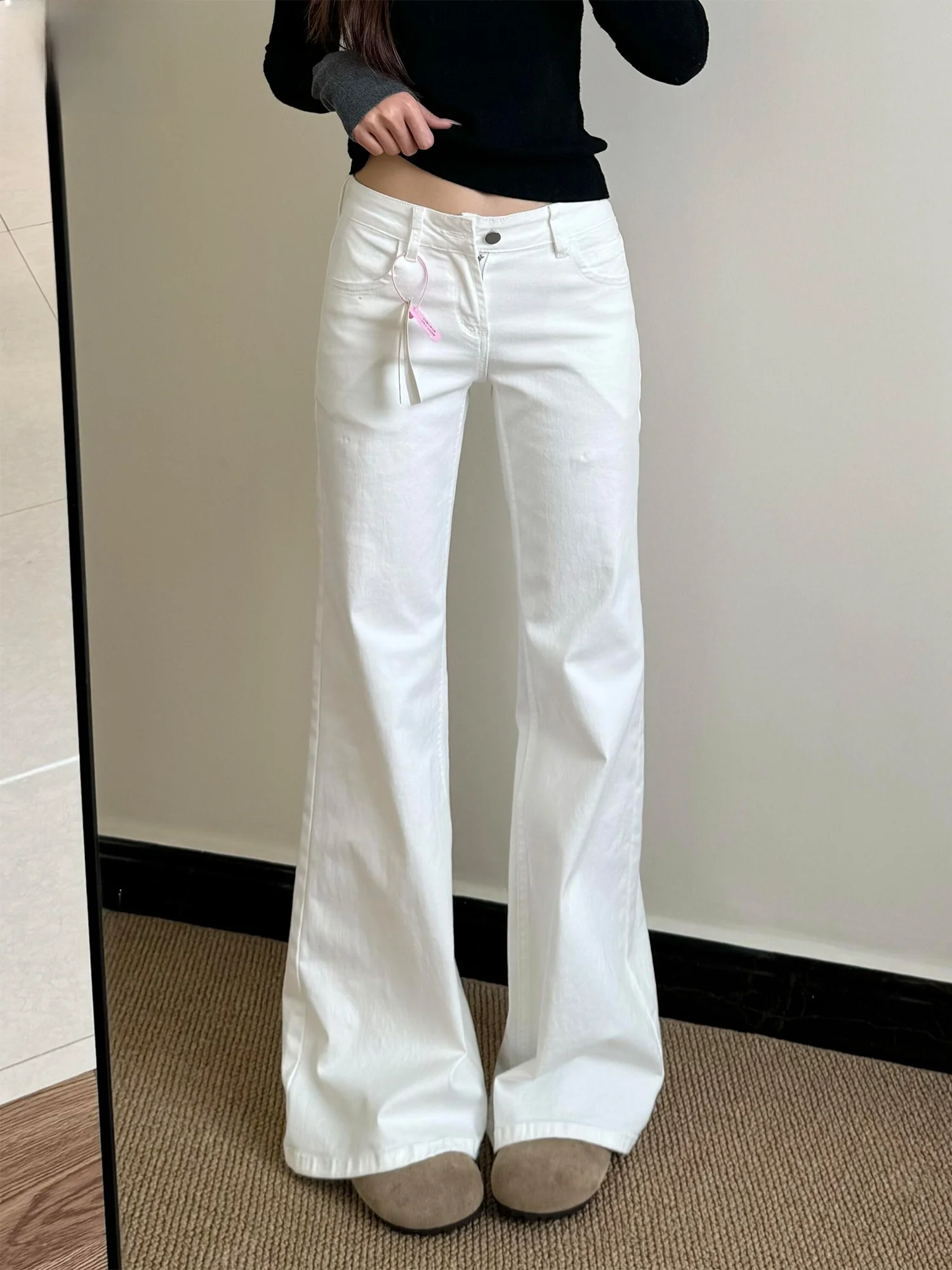 

Расклешенные джинсы с низкой талией на подкладке, женские зимние новые американские джинсы Spicy Girl, не облегающие хлопковые эластичные, мягкие, износостойкие