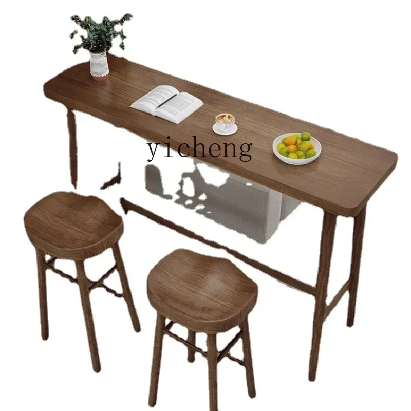 LYY Solid Wood Bar Counter Household Window Edge Bar Creative High Leg against the Wall Long Table