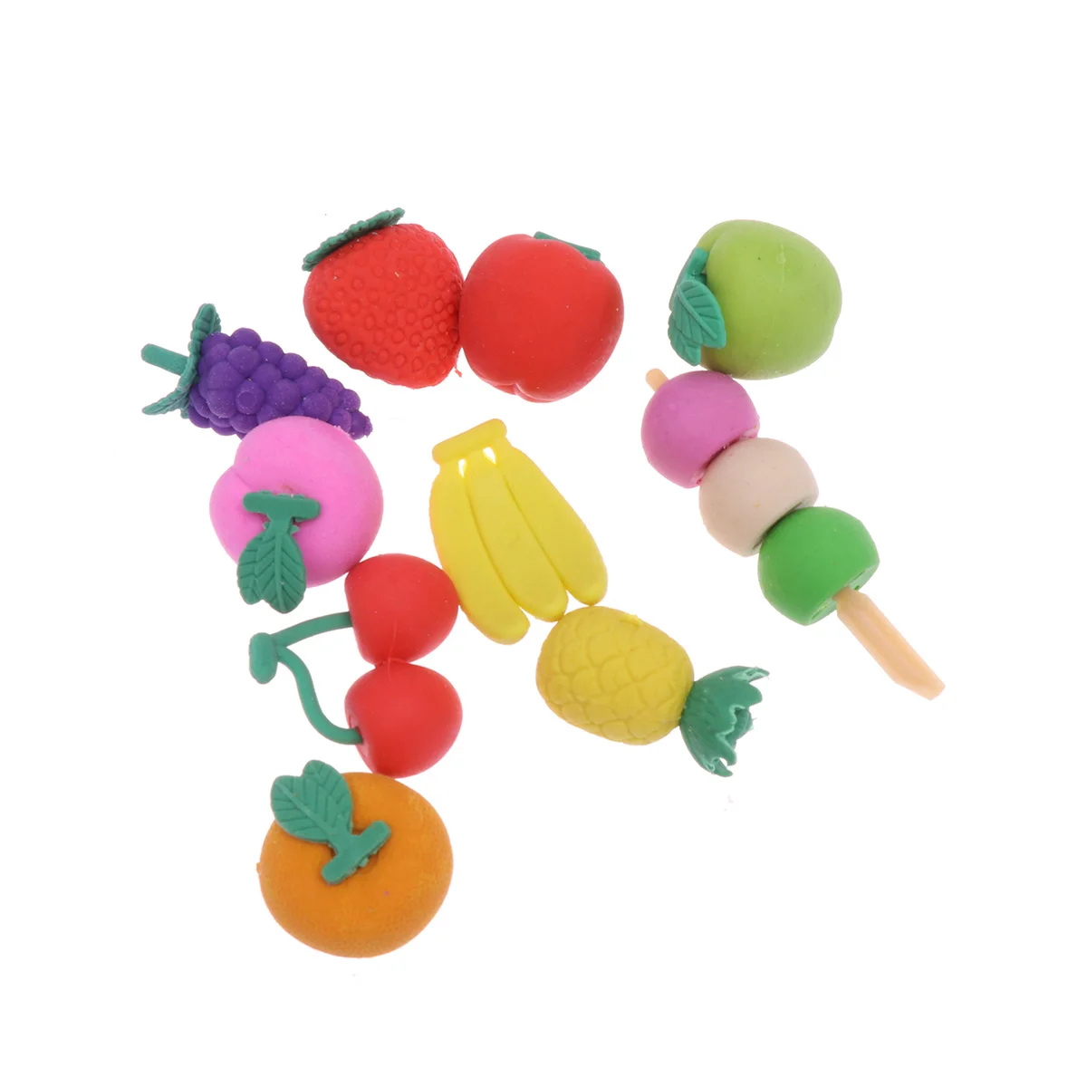 10Pcs Simulation Fruit Eraser Cute Kids Stationery Set Easy Erasing Writing Drafting Tools for School Classroom Rewards Birthday