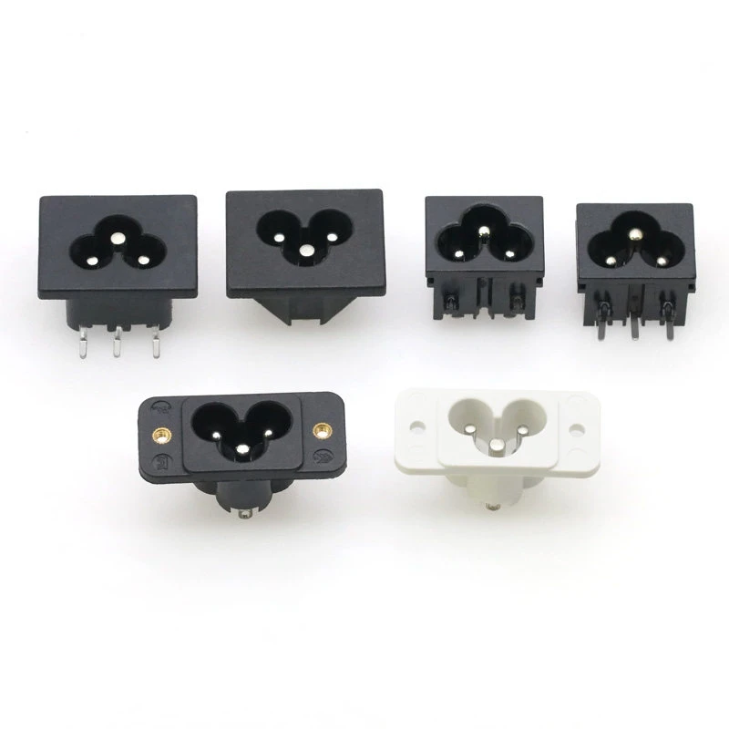 

5PCS AC power socket cartridge embedded plug three-hole Mickey Mouse plum blossom solid hollow 2/3 pin socket female seat
