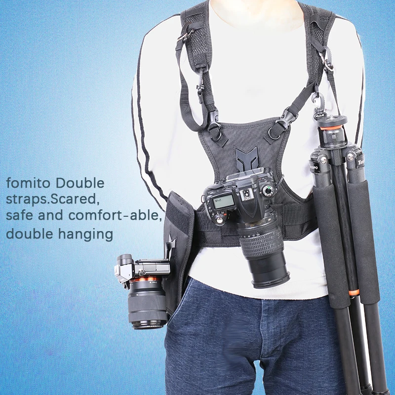 Carrier II Multi Dual 2 Camera Carrying Chest Harness System Vest Quick Strap with Side Holster for Canon Nikon Sony Pentax DSLR