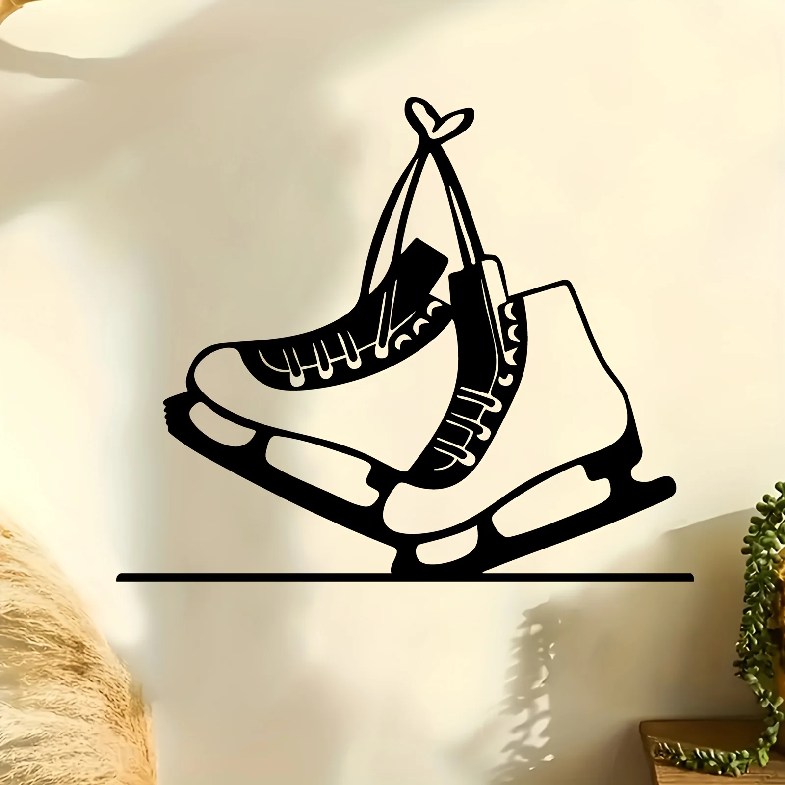 Luvlink Ice Skate Metal Wall Art Rustproof Iron Sculpture Festive Winter Decor for Christmas Living Room Garden
