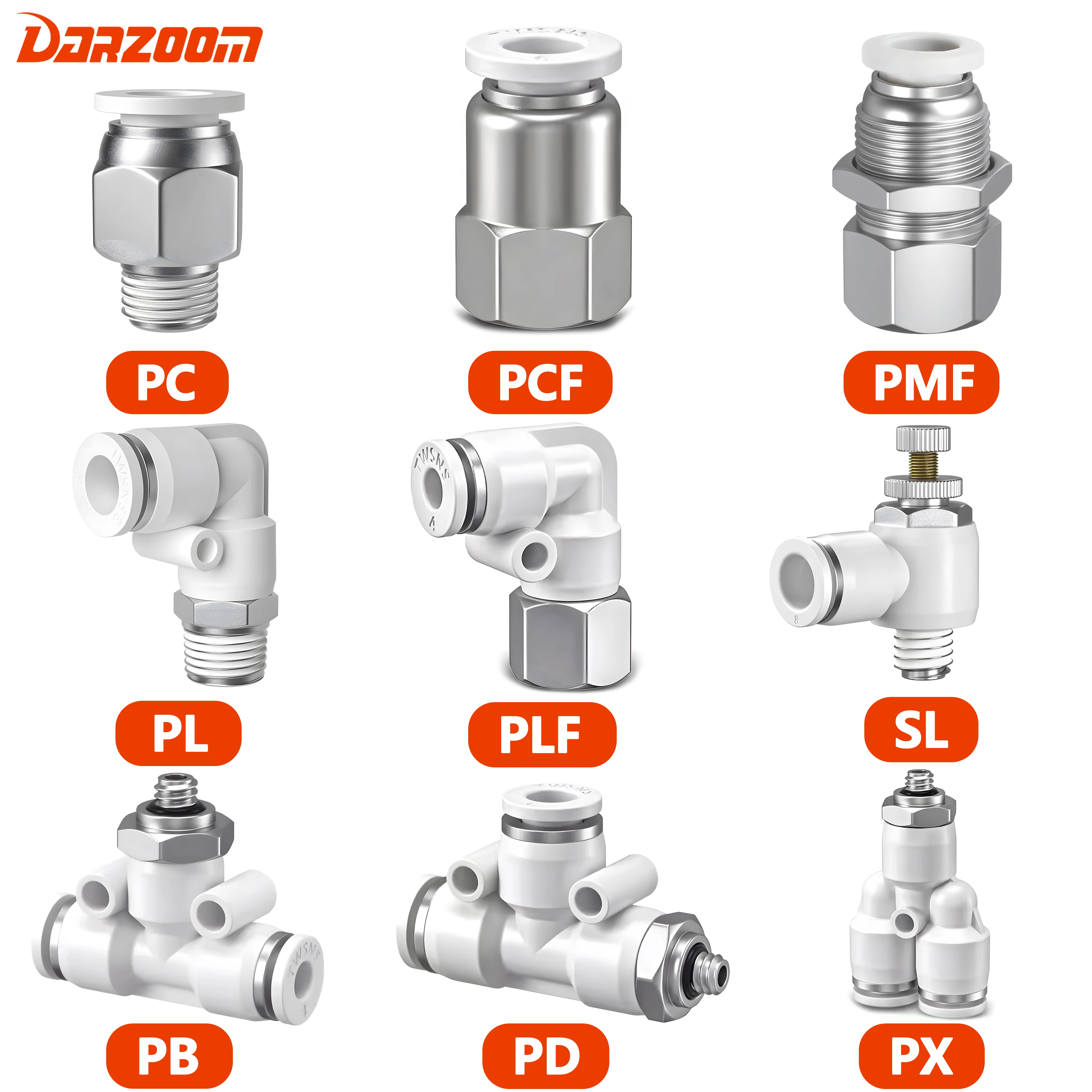 Pneumatic Fitting White Hose Fittings Pipe Connectors High Quality 1/4 1/2 6mm 8mm BSP Thread Quick Coupling Air Tube Connector