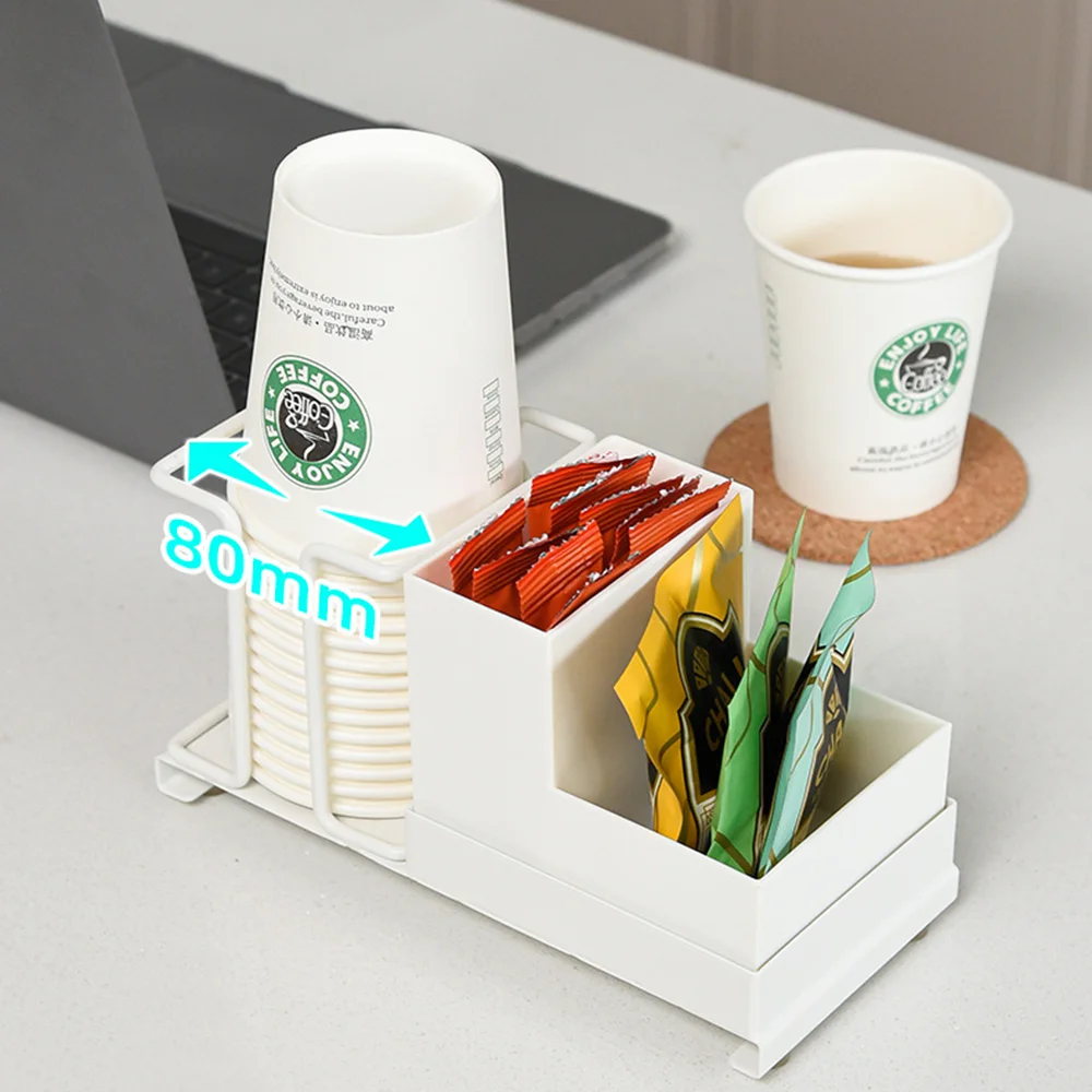 Coffee Organizer Tea Bags Storage Rack Disposable Cup Holder Water Tea Cup Dispenser Rack for Home Kitchen Office