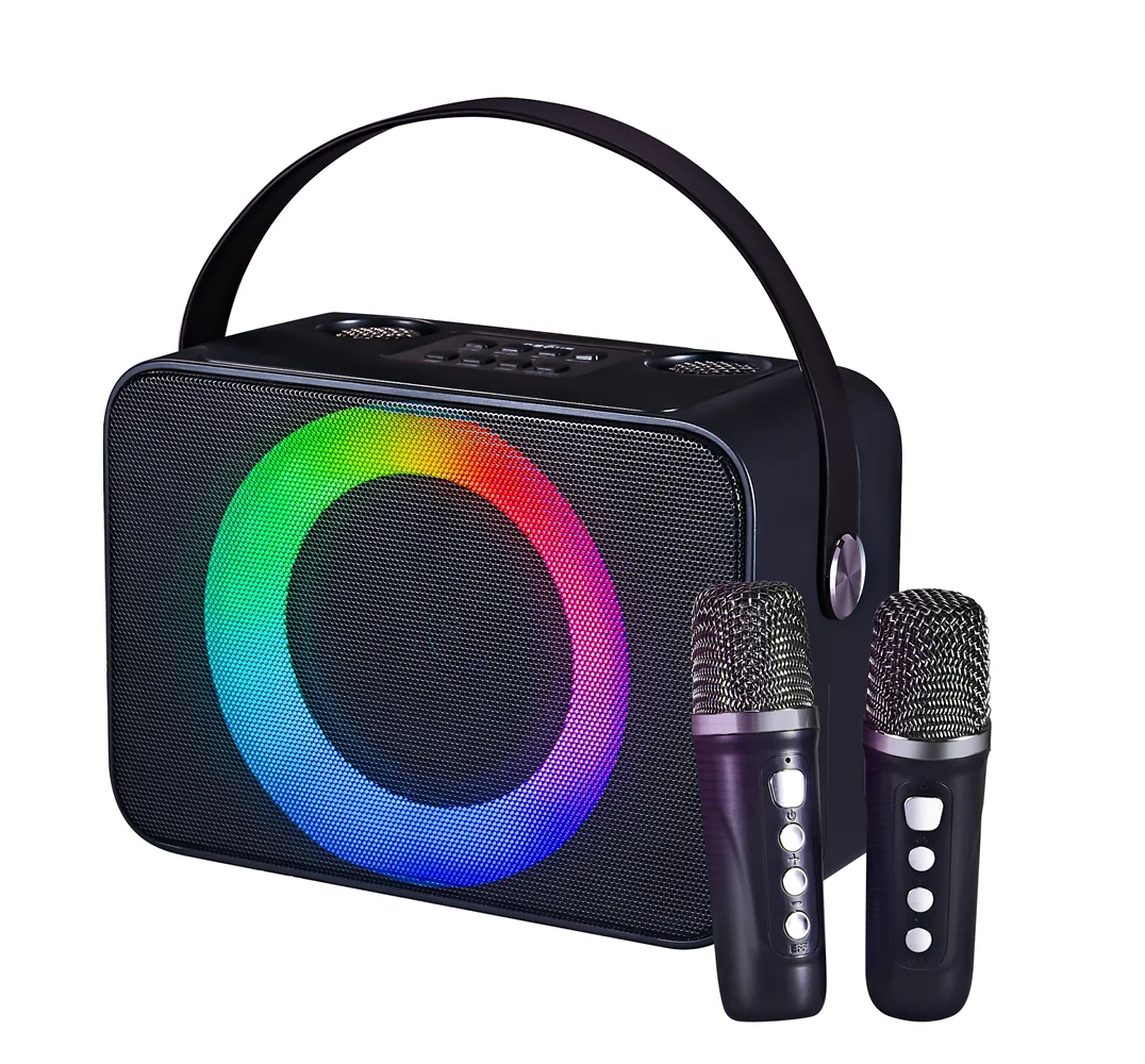 Wireless Dual Mic Karaoke Machine - Portable Handheld Microphone Speaker with LED Lights, Rechargeable for Home/Outdoor Singing