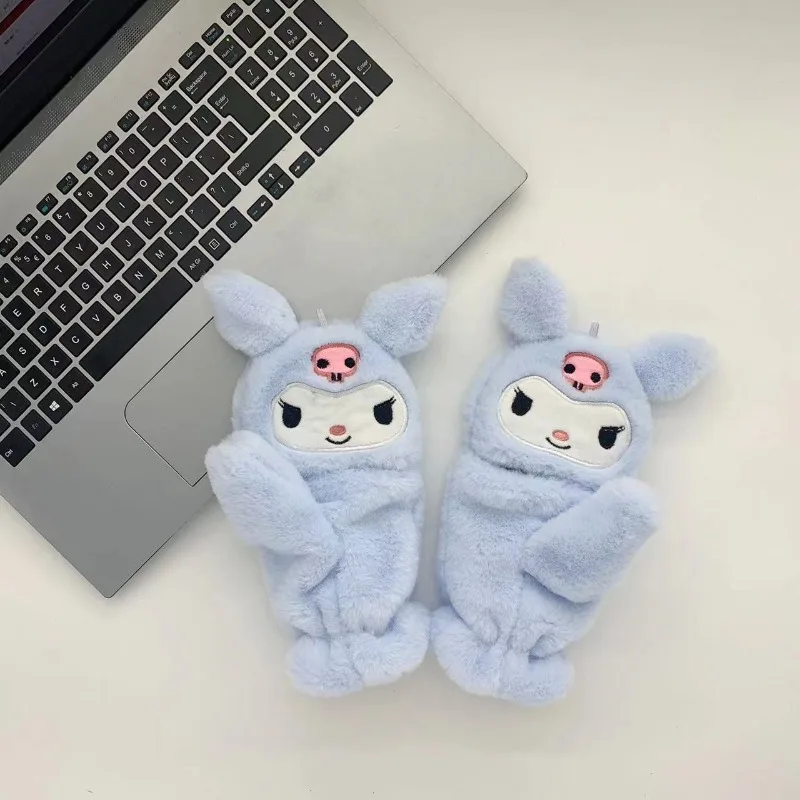 

Kawaii Kulomi Sanrio Children Cute Cartoon Comfortable Warm Gloves Outdoor Cold Proof Gloves Christmas Gifts for Kids