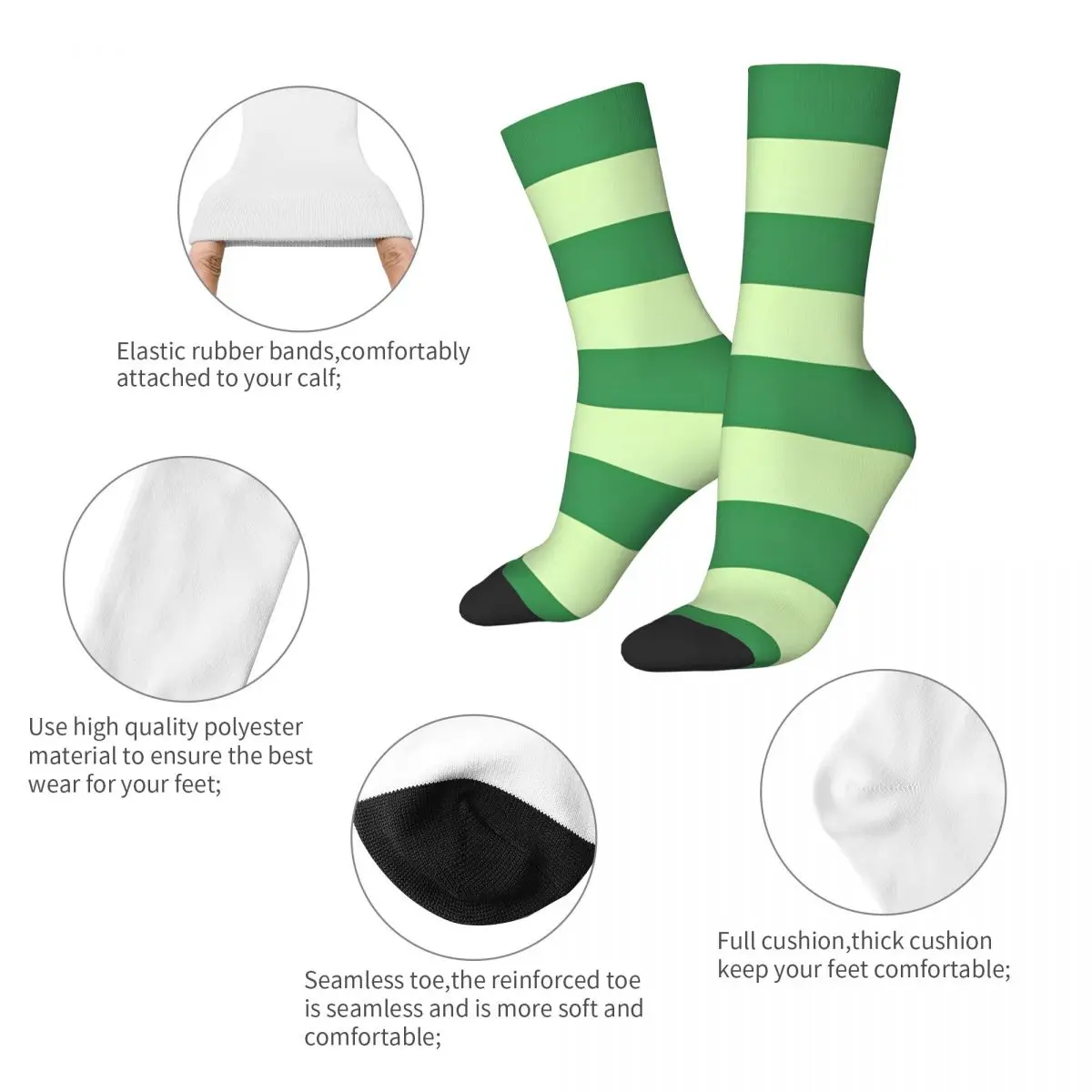 Autumn Winter Harajuku Unisex Blues Clues Colour Green Socks Breathable Middle Tube Socks