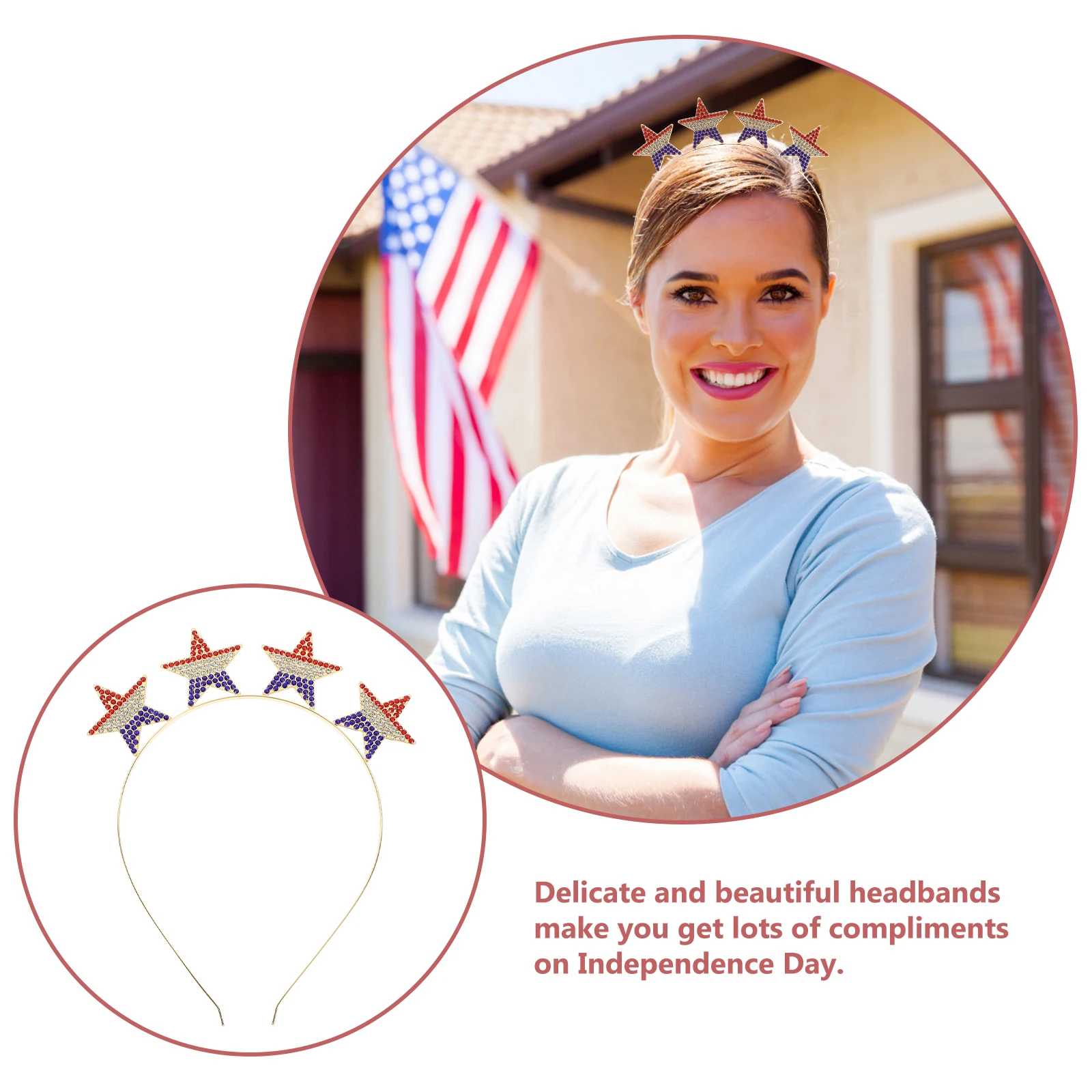 

Independence Hair Hoops Lightweight Alloy Party Head Decor Delicate Headwear Delicate Star Shape Headb Headwear