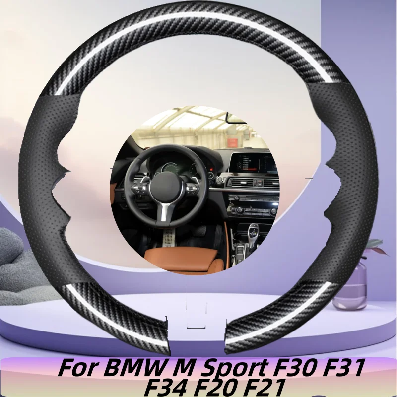 

Hand-Sewn Genuine Leather Car Steering Wheel Cover For BMW M Sport F30 F31 F34 F20 F21 Car Interior Accessories