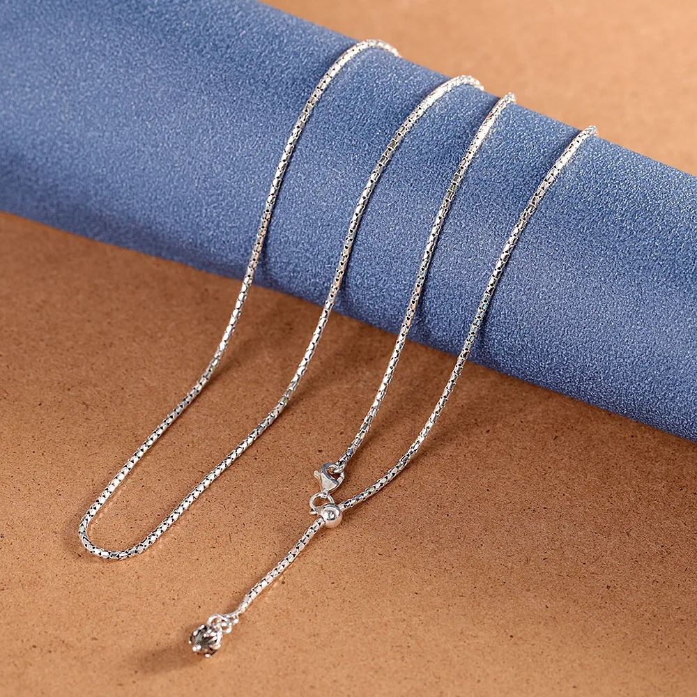 Infinity 60CM Drawing Popocorn Links Chains Necklaces Women Shining Glossy Silver Jewelry 925 Silver Chains Necklace Lotus Charm